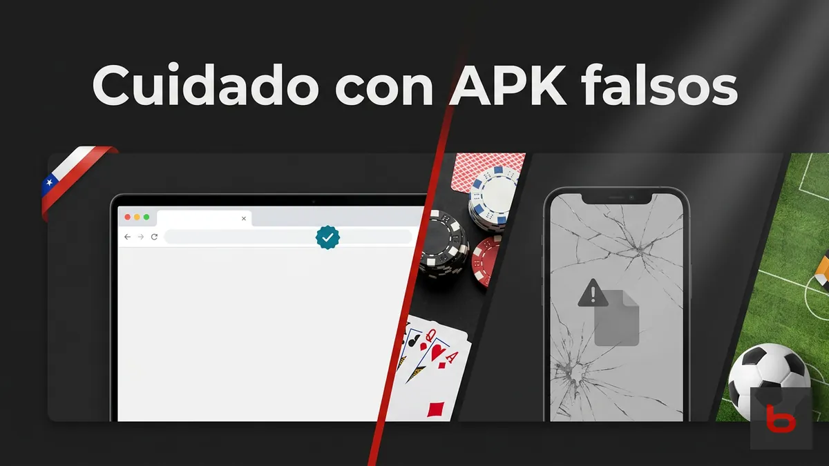 Comparación visual entre el sitio oficial verificado de Bodog y una descarga de APK no oficial