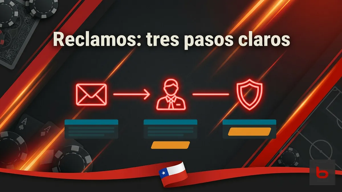 Línea de tiempo con los tres pasos del canal de reclamos de Bodog en Chile